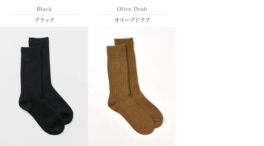 ROTOTO（ロトト） R1327 コットンウール リブクルーソックス / 靴下 メンズ レディース 冬 厚手 無地 日本製 COTTON WOOL RIBBED CREW SOCKS