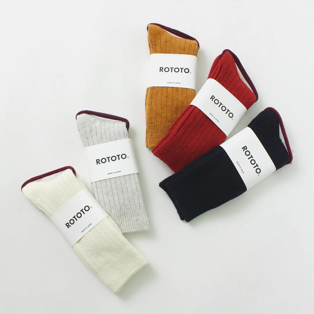 ROTOTO（ロトト） R1327 コットンウール リブクルーソックス / 靴下 メンズ レディース 冬 厚手 無地 日本製 COTTON WOOL RIBBED CREW SOCKS