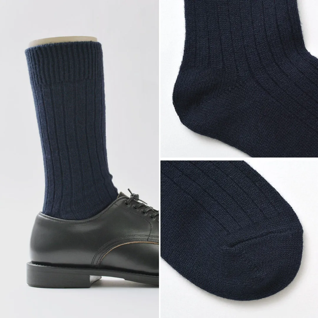 ROTOTO（ロトト） R1327 コットンウール リブクルーソックス / 靴下 メンズ レディース 冬 厚手 無地 日本製 COTTON WOOL RIBBED CREW SOCKS