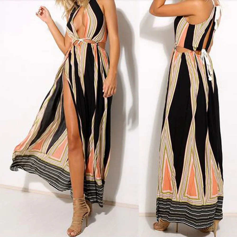 Sexy woman dress style Women party long dress Girl vintage side split dresses maxi vestidos