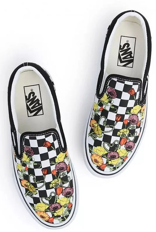 shoes Vans Classic Slip-On Platform - Poppy Checkerboard Black/Multi