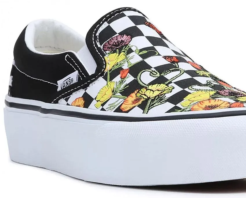 shoes Vans Classic Slip-On Platform - Poppy Checkerboard Black/Multi