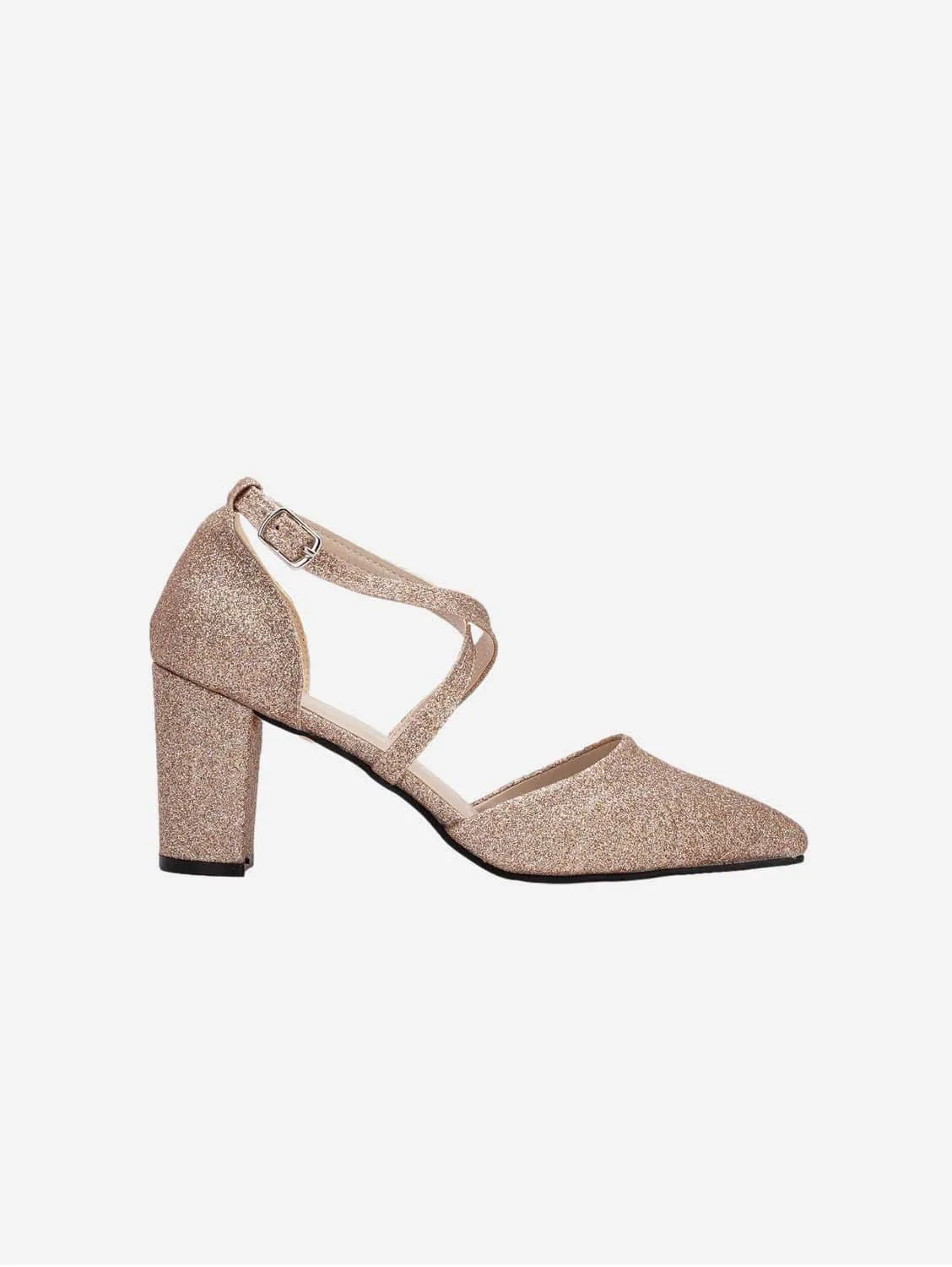 Sina Vegan Glitter Wedding Heels | Rose Gold