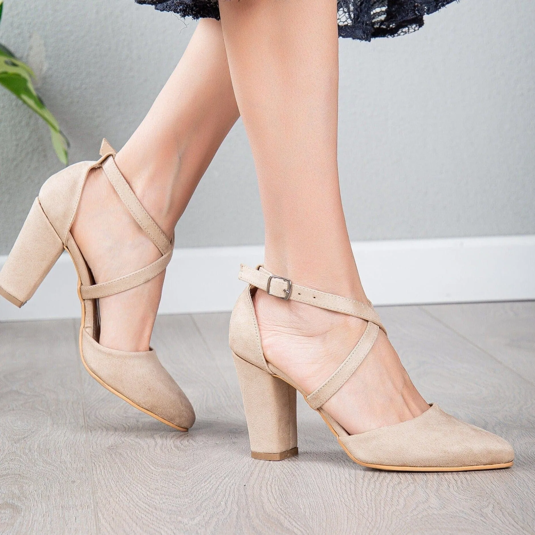 Sina Vegan Suede Wedding Heels | Beige