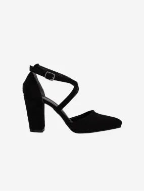 Sina Vegan Velvet Criss Cross Heels | Black