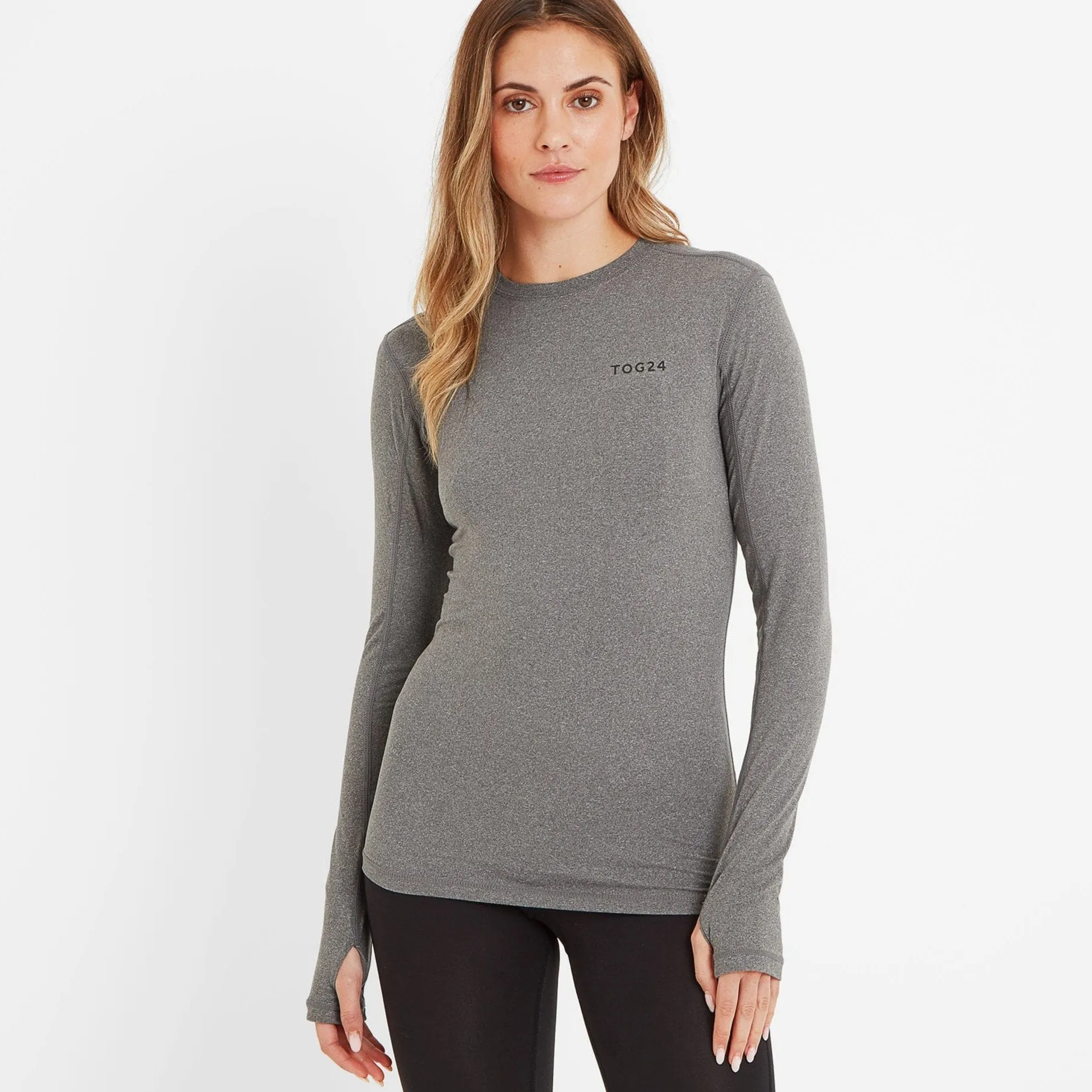 Snowdon Womens Thermal Base Layer Crew Neck - Grey Marl