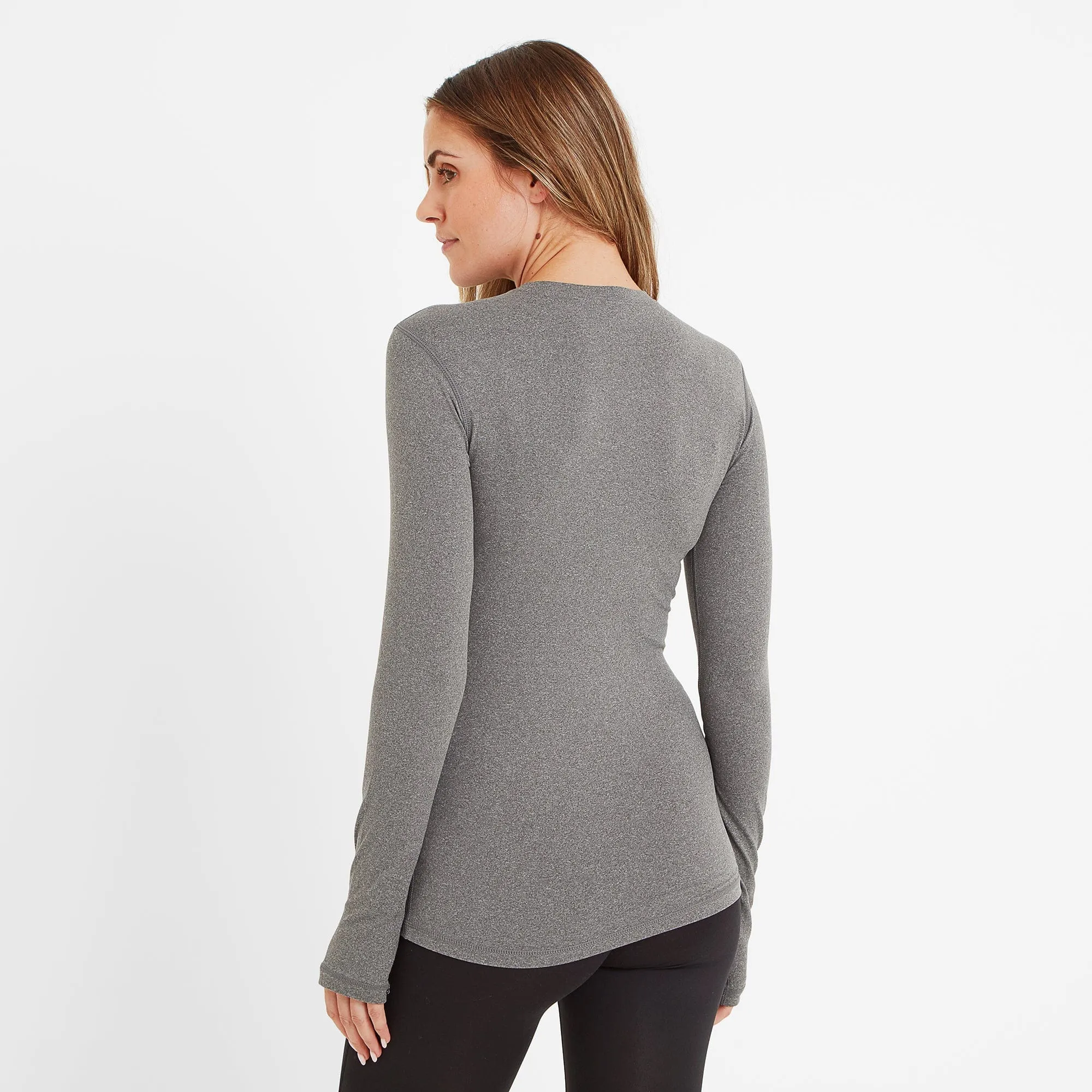 Snowdon Womens Thermal Base Layer Crew Neck - Grey Marl