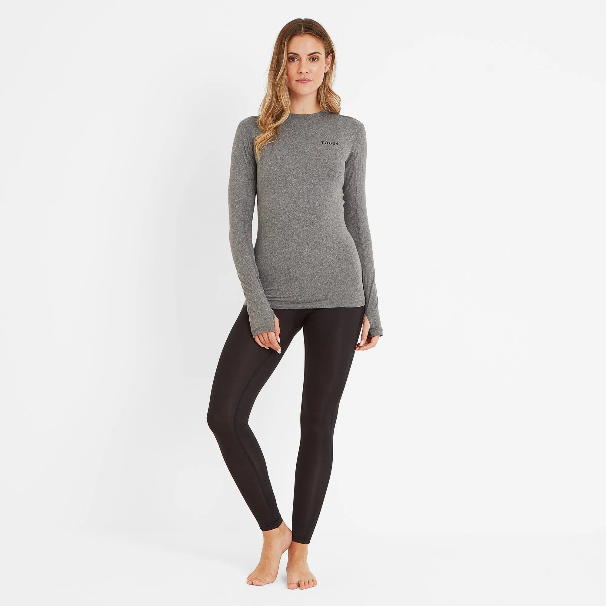 Snowdon Womens Thermal Base Layer Crew Neck - Grey Marl