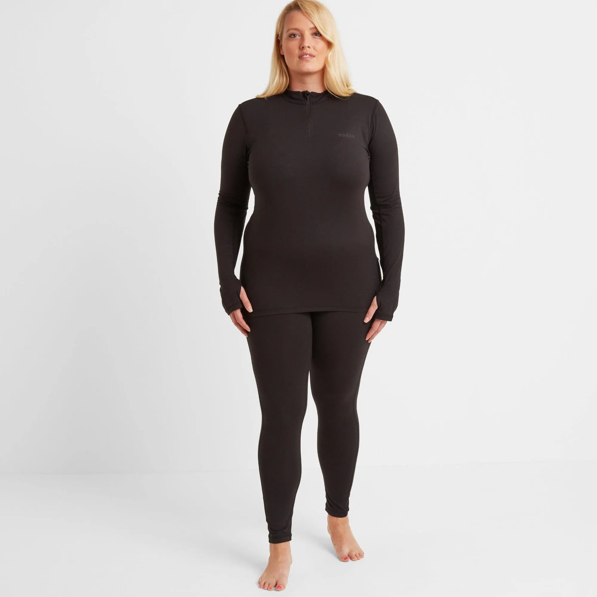 Snowdon Womens Thermal Base Layer Quarter Zip - Black