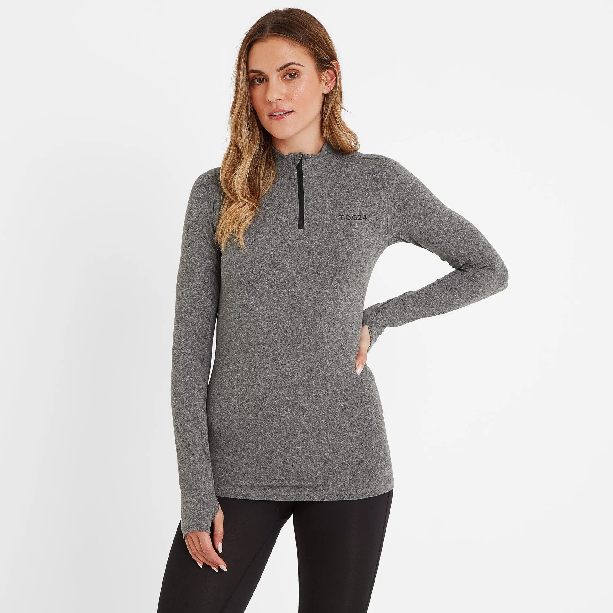 Snowdon Womens Thermal Base Layer Quarter Zip - Grey Marl