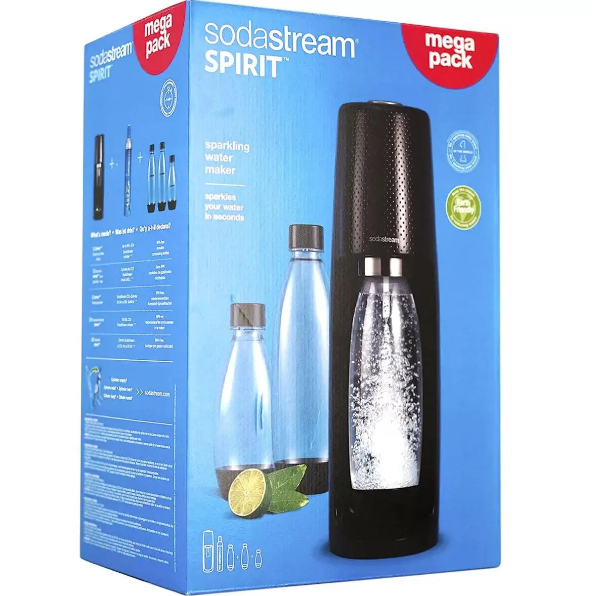 Sodastream Spirit Starter Mega Pack Bottles Gas Soda Maker Fizzy Water Drink