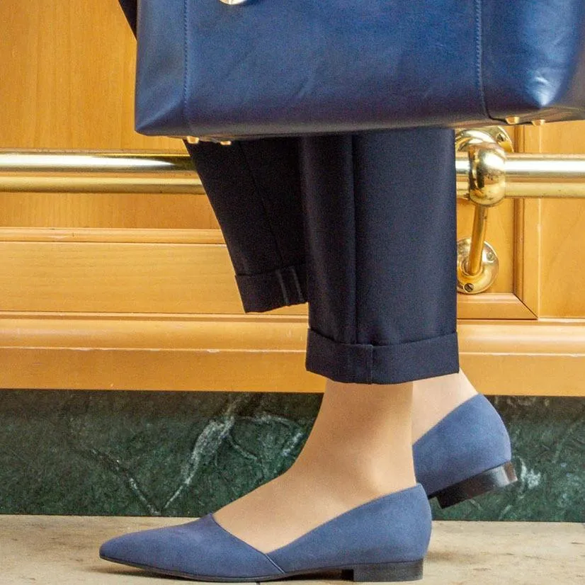 Stefania Vegan Suede Flat | Blue