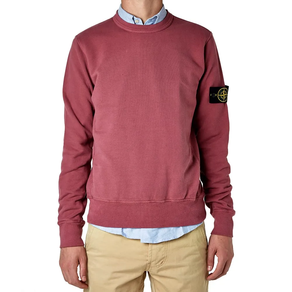 Stone Island Garment Dyed Cotton Fleece Crew SweatPlum