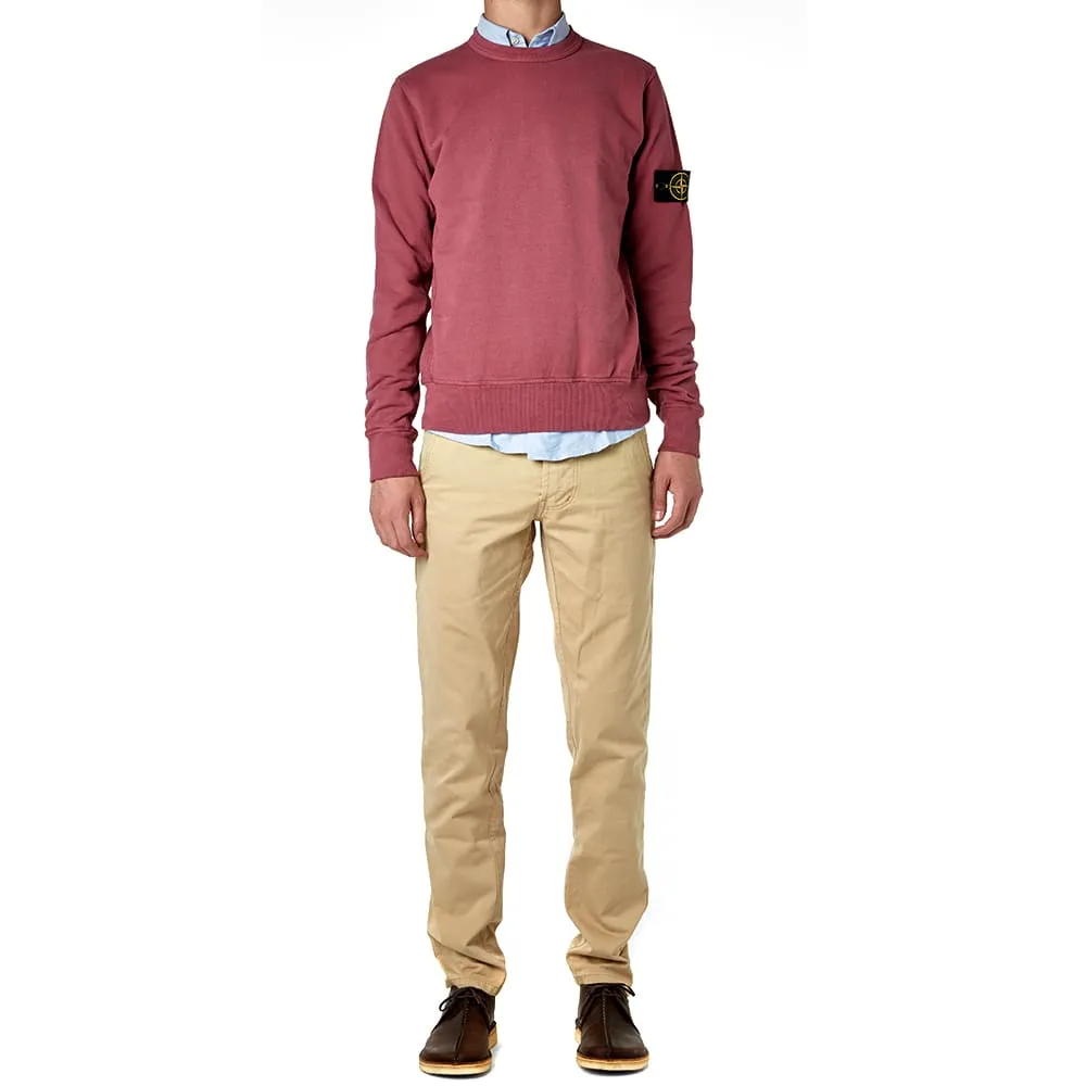 Stone Island Garment Dyed Cotton Fleece Crew SweatPlum