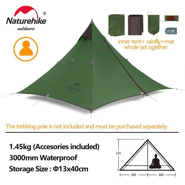 Tente de camping ultralégère pour 1 personne à partir de 500g Naturehike - Spire 1 shelter