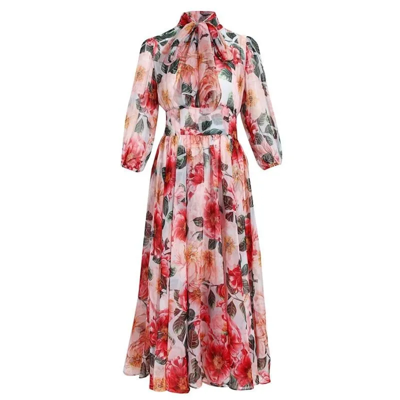 Tessa Floral-Print Bohemia Vacation Elegant Chiffon Dresses