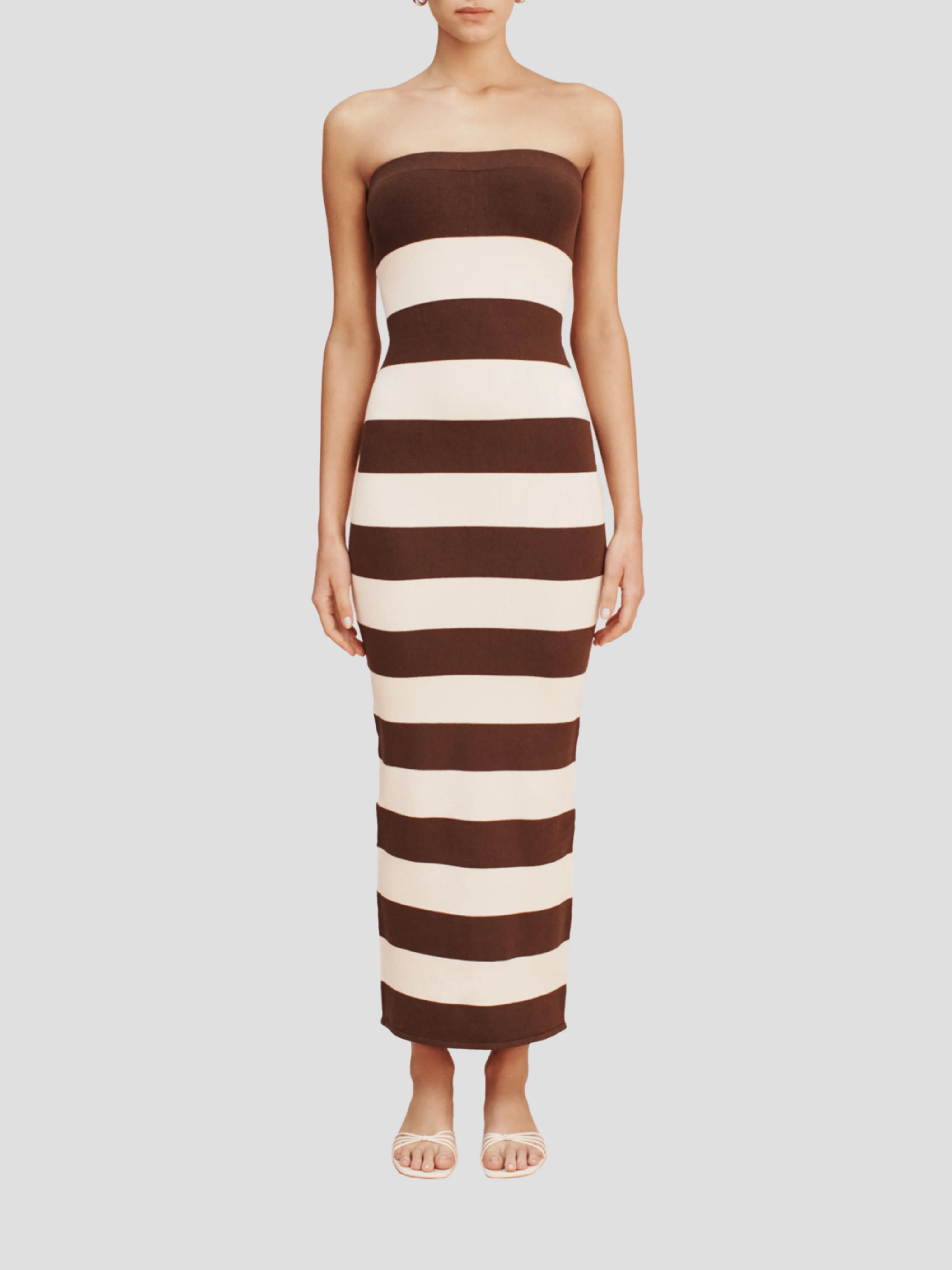 Theo Strapless Jersey Midi Dress