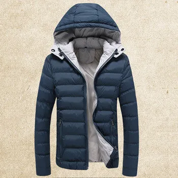 Thick Men Hooded Downs Jackets Men Warm Coats Slim Fit Down Men Parkas Men Plus Size SM6