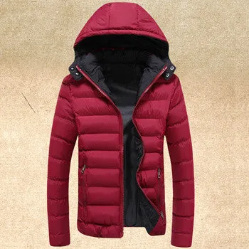 Thick Men Hooded Downs Jackets Men Warm Coats Slim Fit Down Men Parkas Men Plus Size SM6