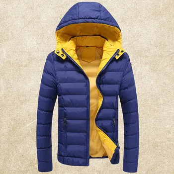 Thick Men Hooded Downs Jackets Men Warm Coats Slim Fit Down Men Parkas Men Plus Size SM6