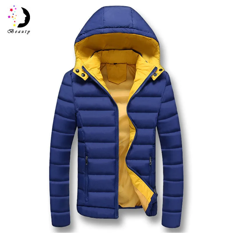 Thick Men Hooded Downs Jackets Men Warm Coats Slim Fit Down Men Parkas Men Plus Size SM6