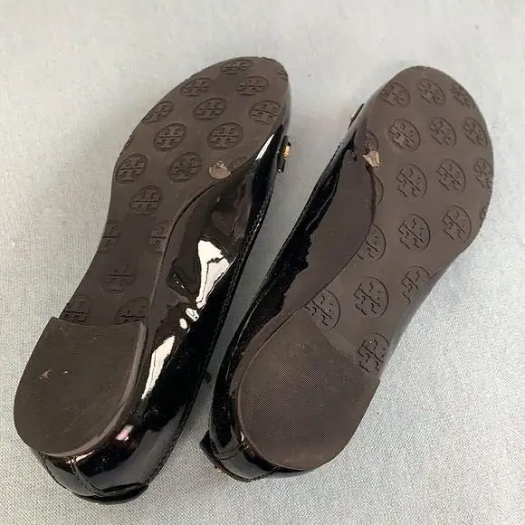 ToryBurch black patent flat with animal print