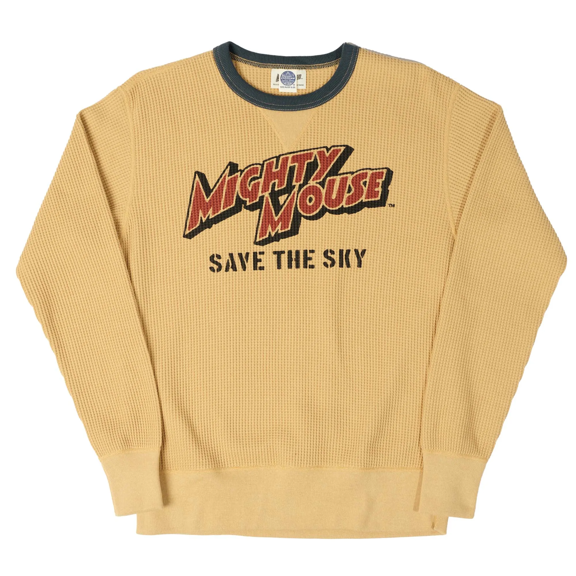 TOYS McCOY 'Mighty Mouse' Big Waffle Crew Neck Sweatshirt - Mustard