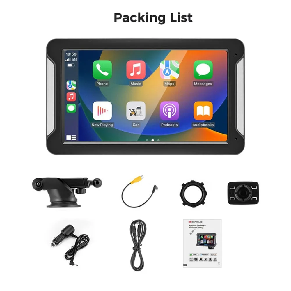 Universal Portable car radio 7inch Multimedia Video Player Wireless CarPlay Android Auto Touch Screen