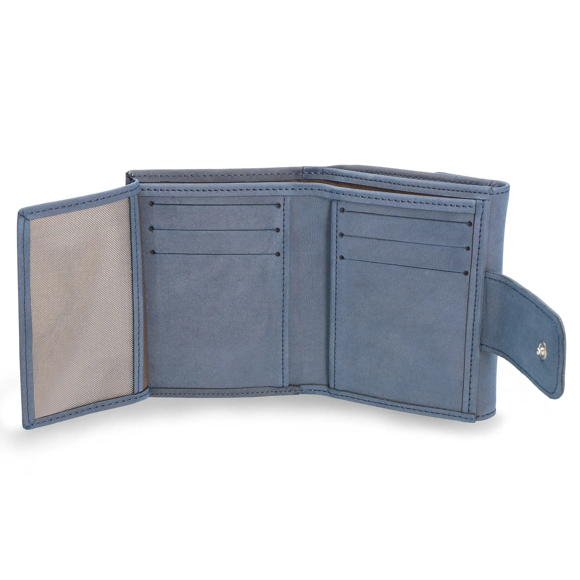 Vene Vegan Leather Bifold Coin Wallet | Blue