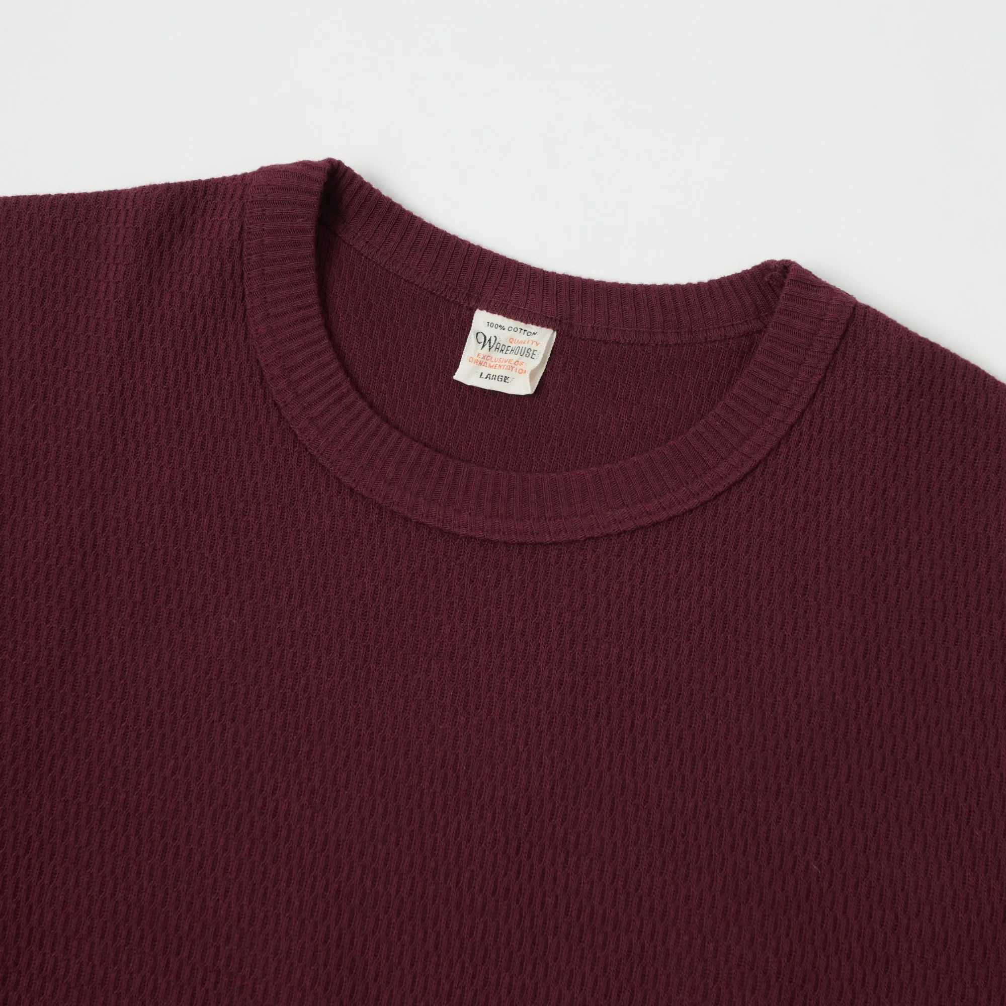 Warehouse 5903 LS Waffle Knit Crew Neck Tee - Bordeaux