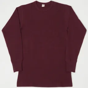 Warehouse 5903 LS Waffle Knit Crew Neck Tee - Bordeaux