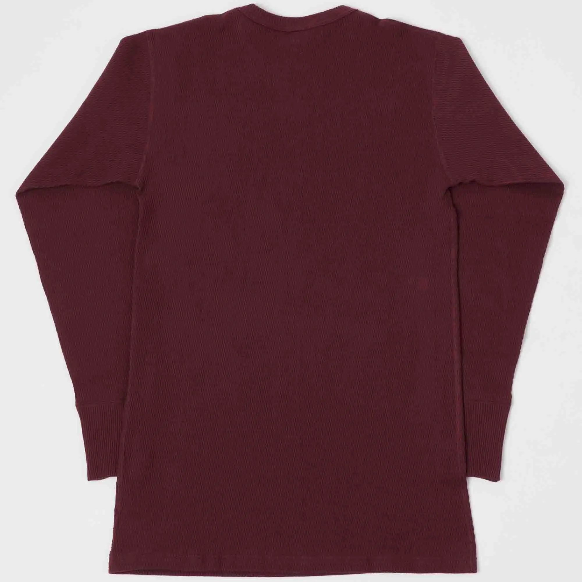 Warehouse 5903 LS Waffle Knit Crew Neck Tee - Bordeaux