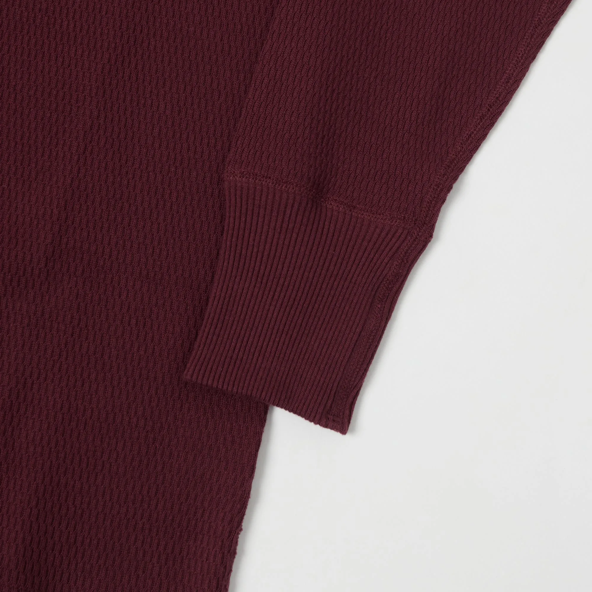 Warehouse 5903 LS Waffle Knit Crew Neck Tee - Bordeaux