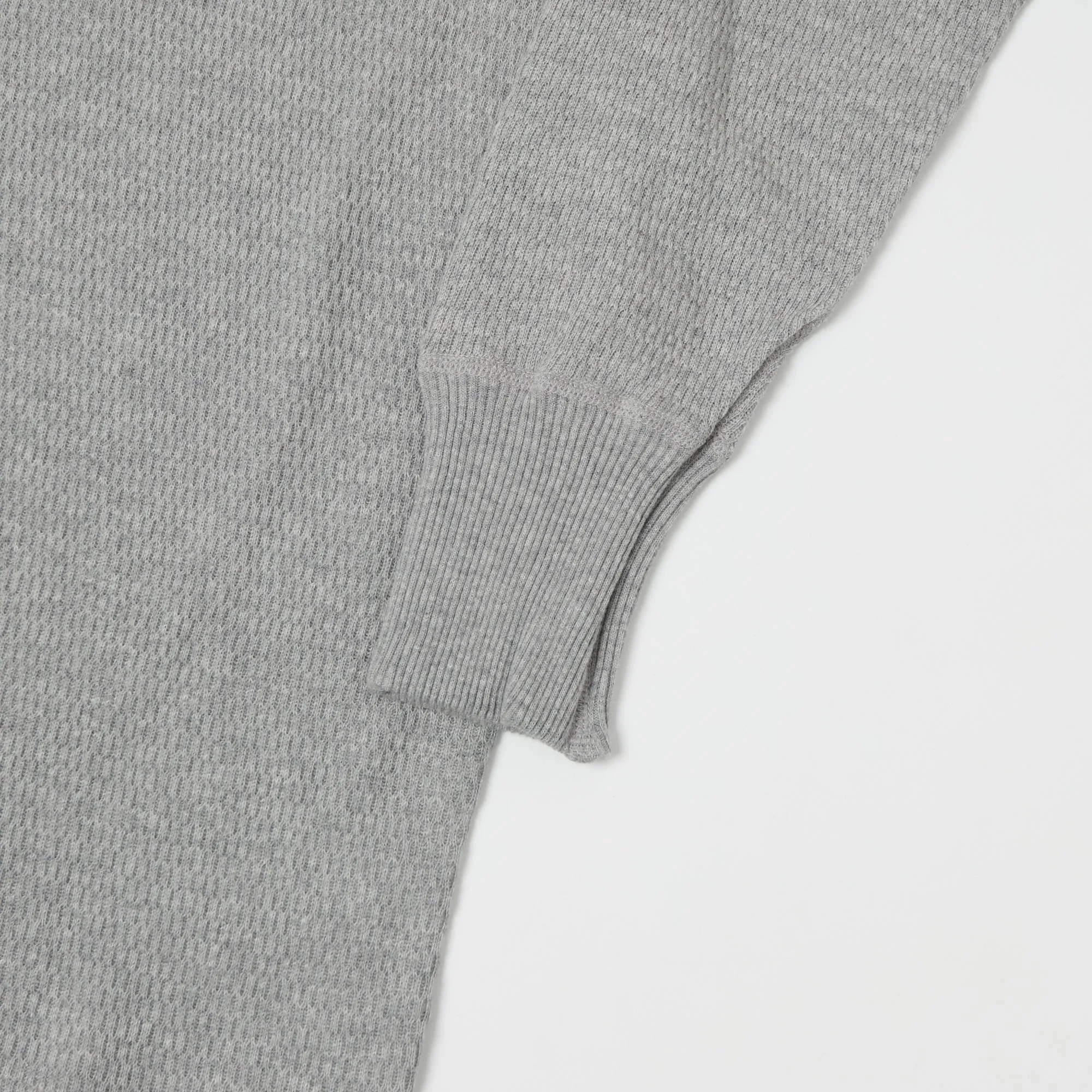 Warehouse 5903 LS Waffle Knit Crew Neck Tee - Heather Grey