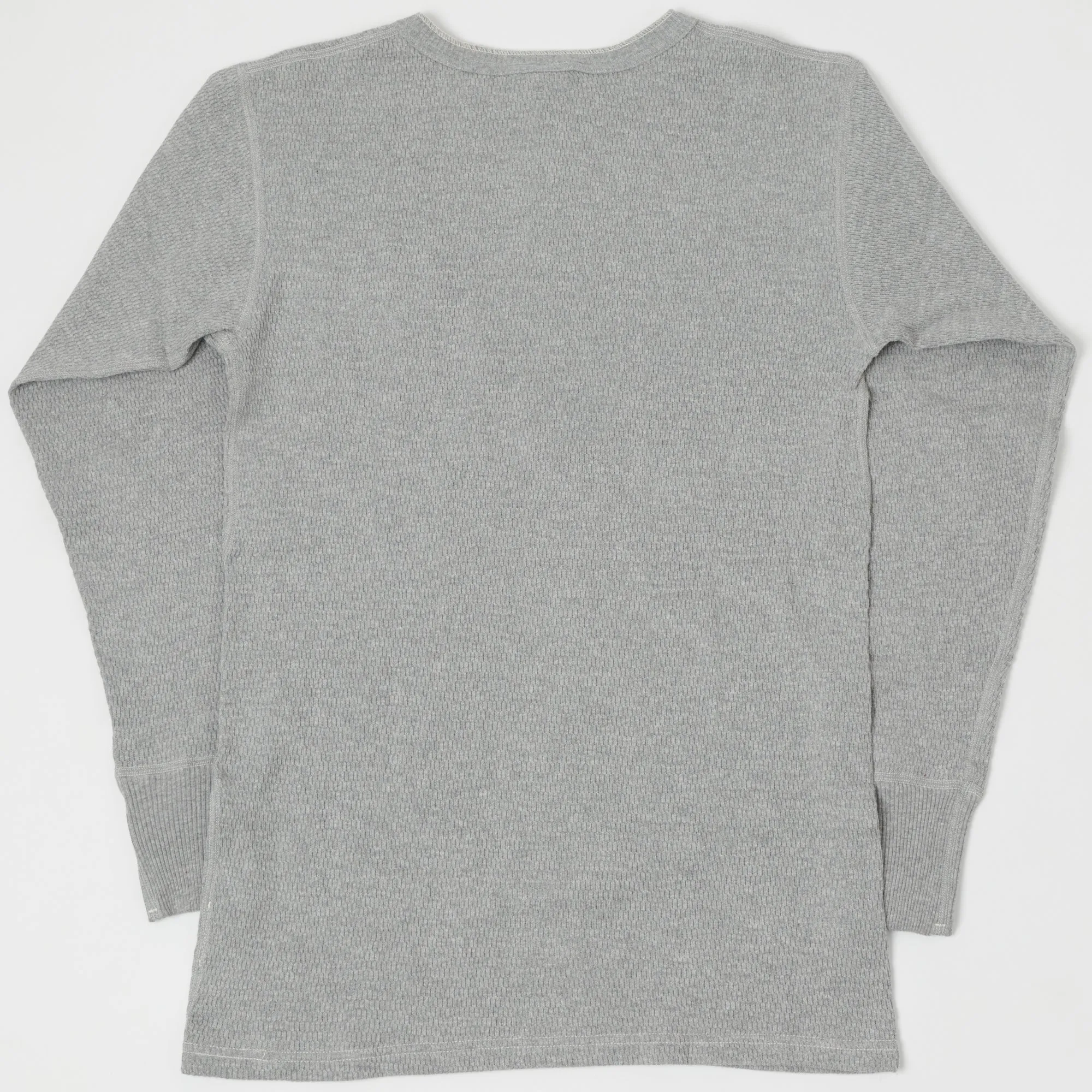 Warehouse 5904 L/S Waffle Knit Henley - Heather Grey