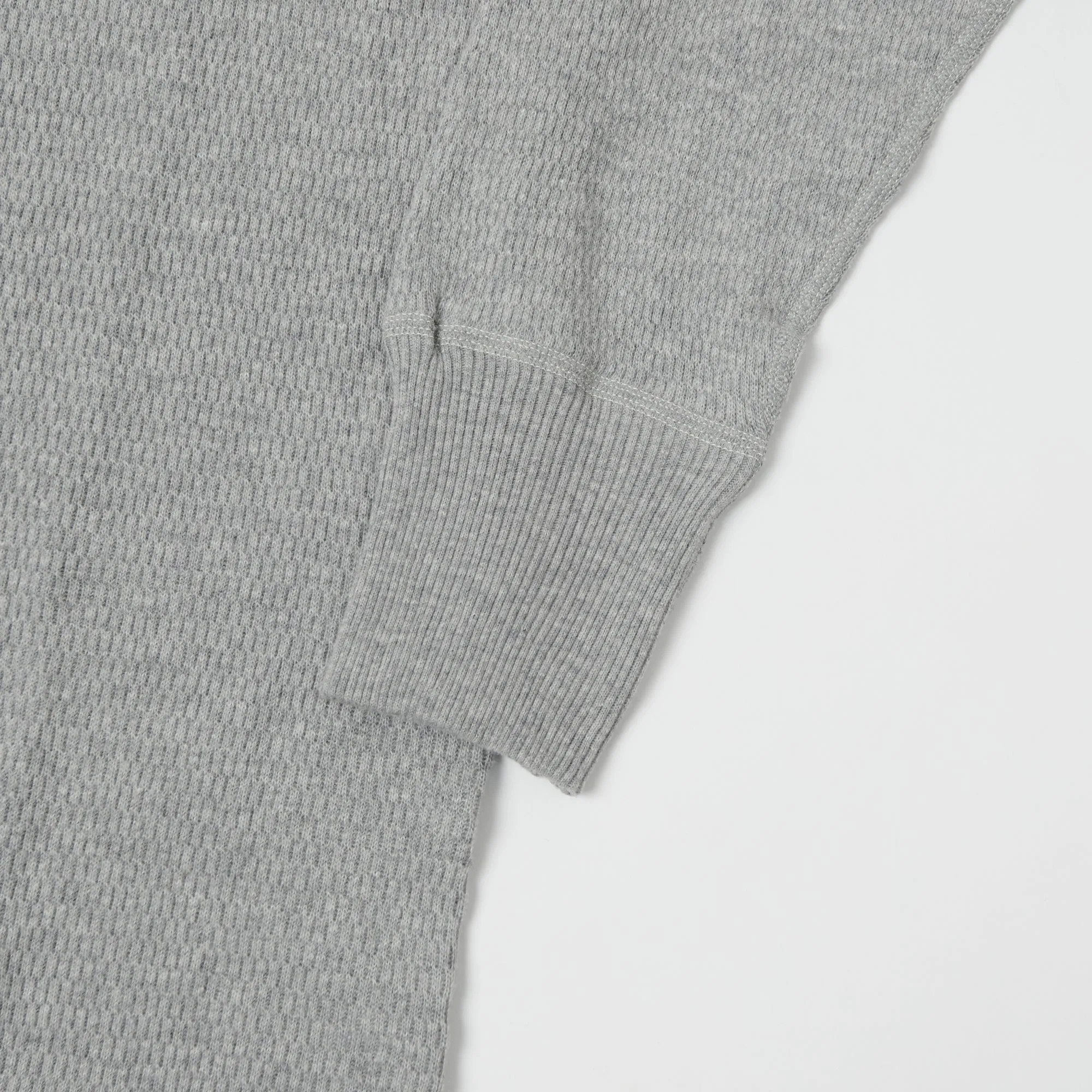 Warehouse 5904 L/S Waffle Knit Henley - Heather Grey