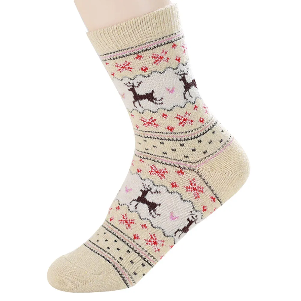 Warm Sock Women Deer Design Casual Knit Wool Women Socks SM6