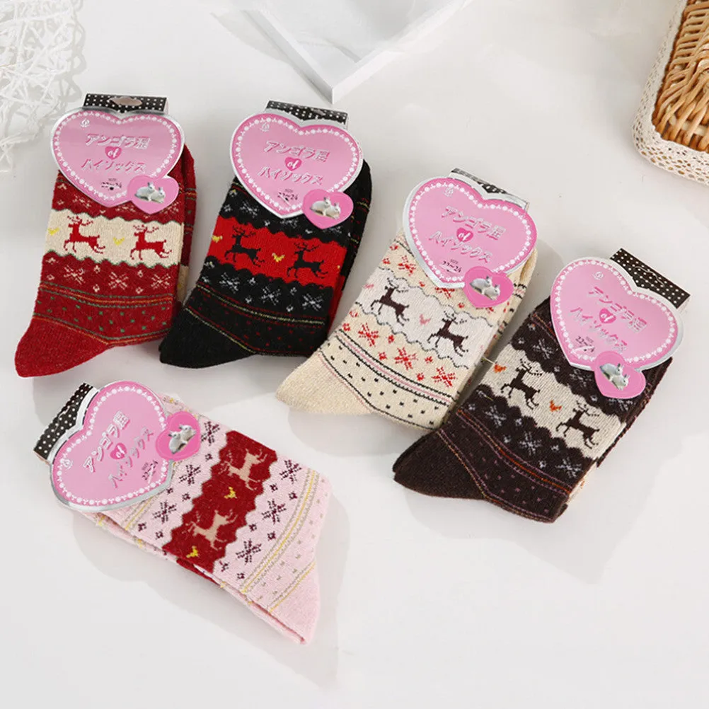 Warm Sock Women Deer Design Casual Knit Wool Women Socks SM6