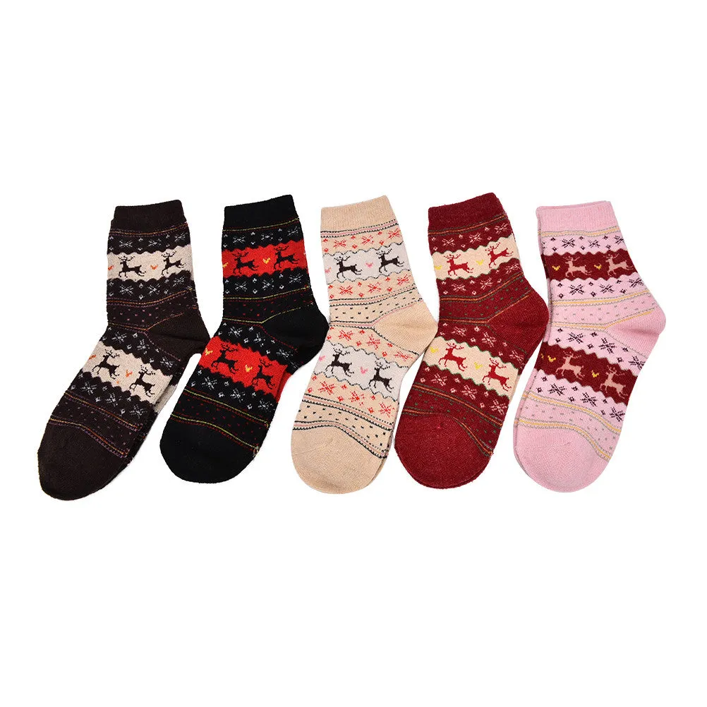 Warm Sock Women Deer Design Casual Knit Wool Women Socks SM6