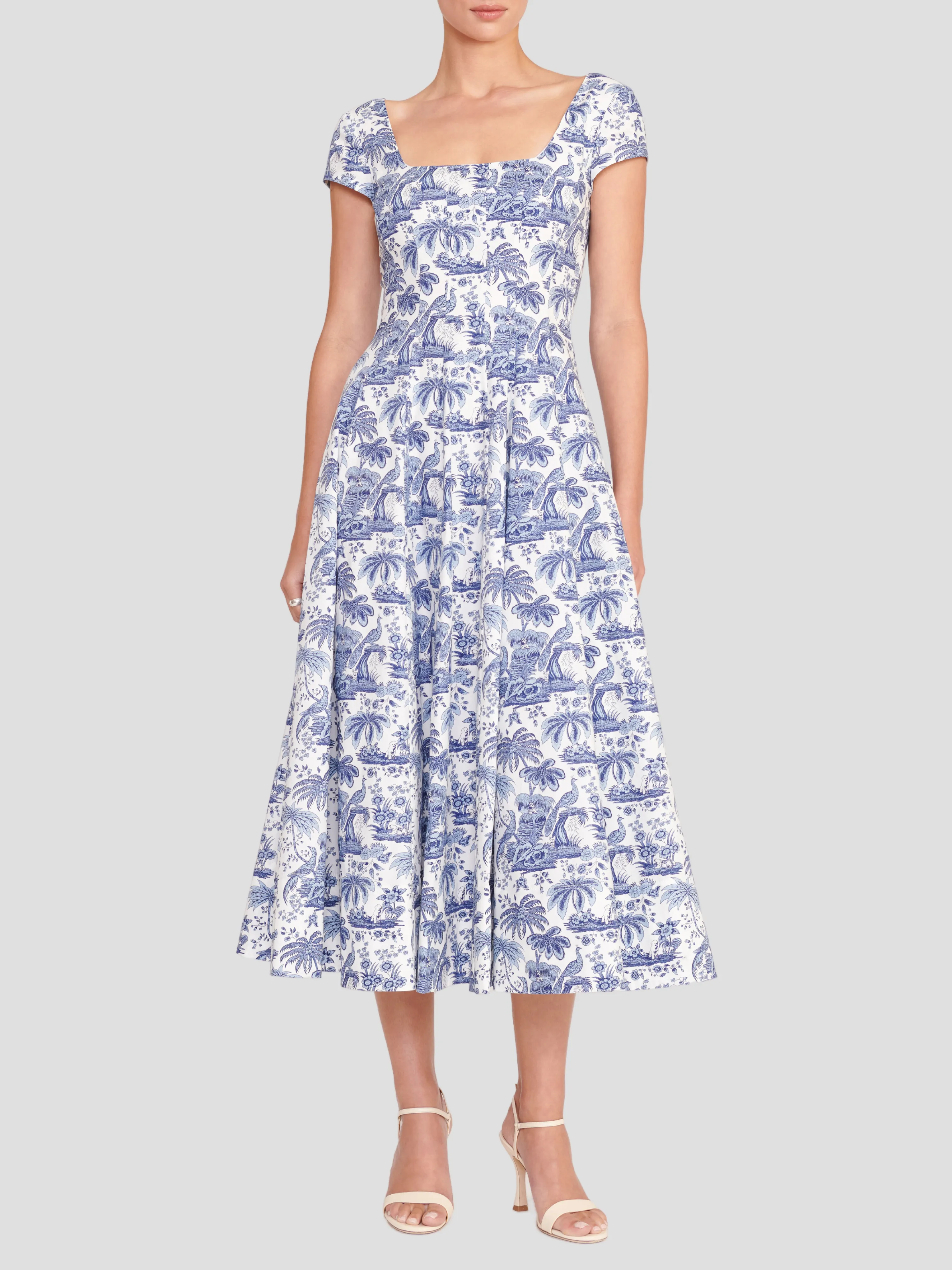 Wells Short-Sleeve Printed Midi Dress