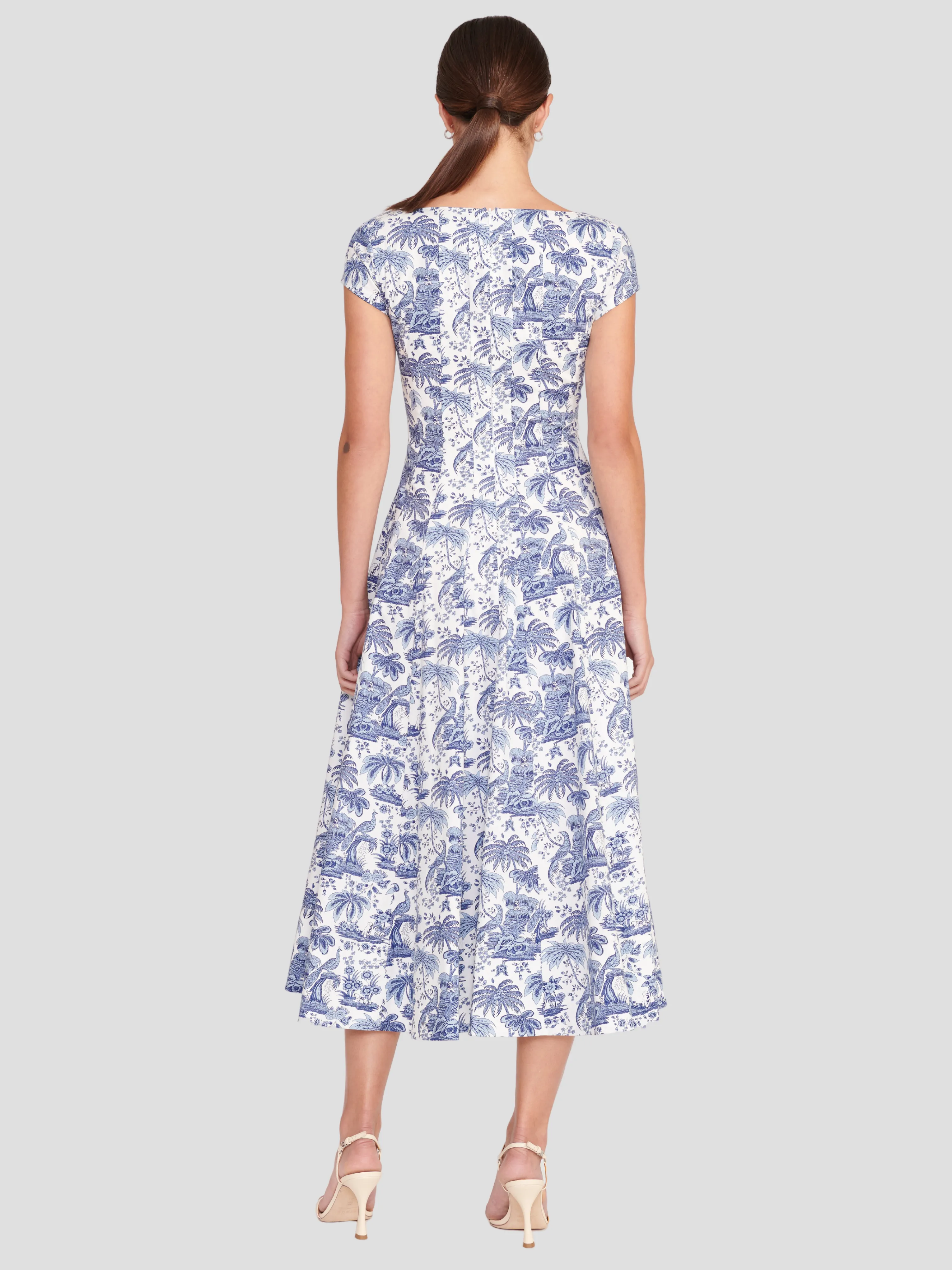 Wells Short-Sleeve Printed Midi Dress