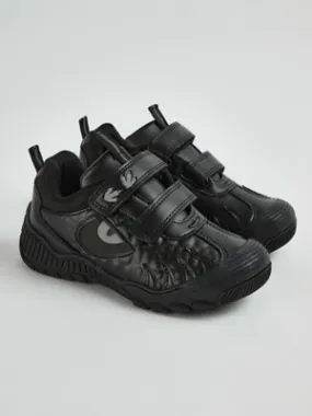 Wide Fit Black Dinosaur Double Strap School Shoes | School | George at ASDA