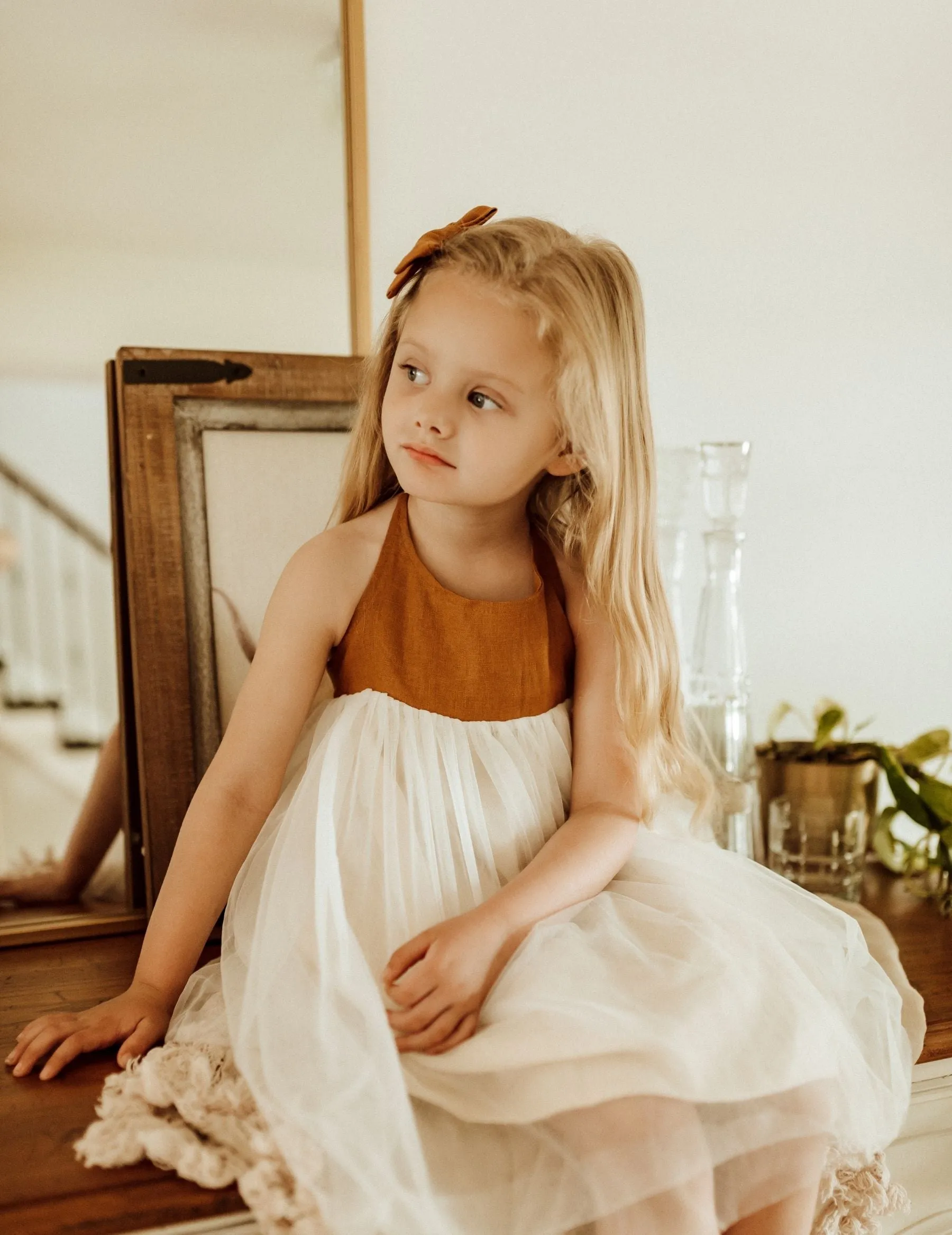 Willa Linen Tutu Dress - Nutmeg