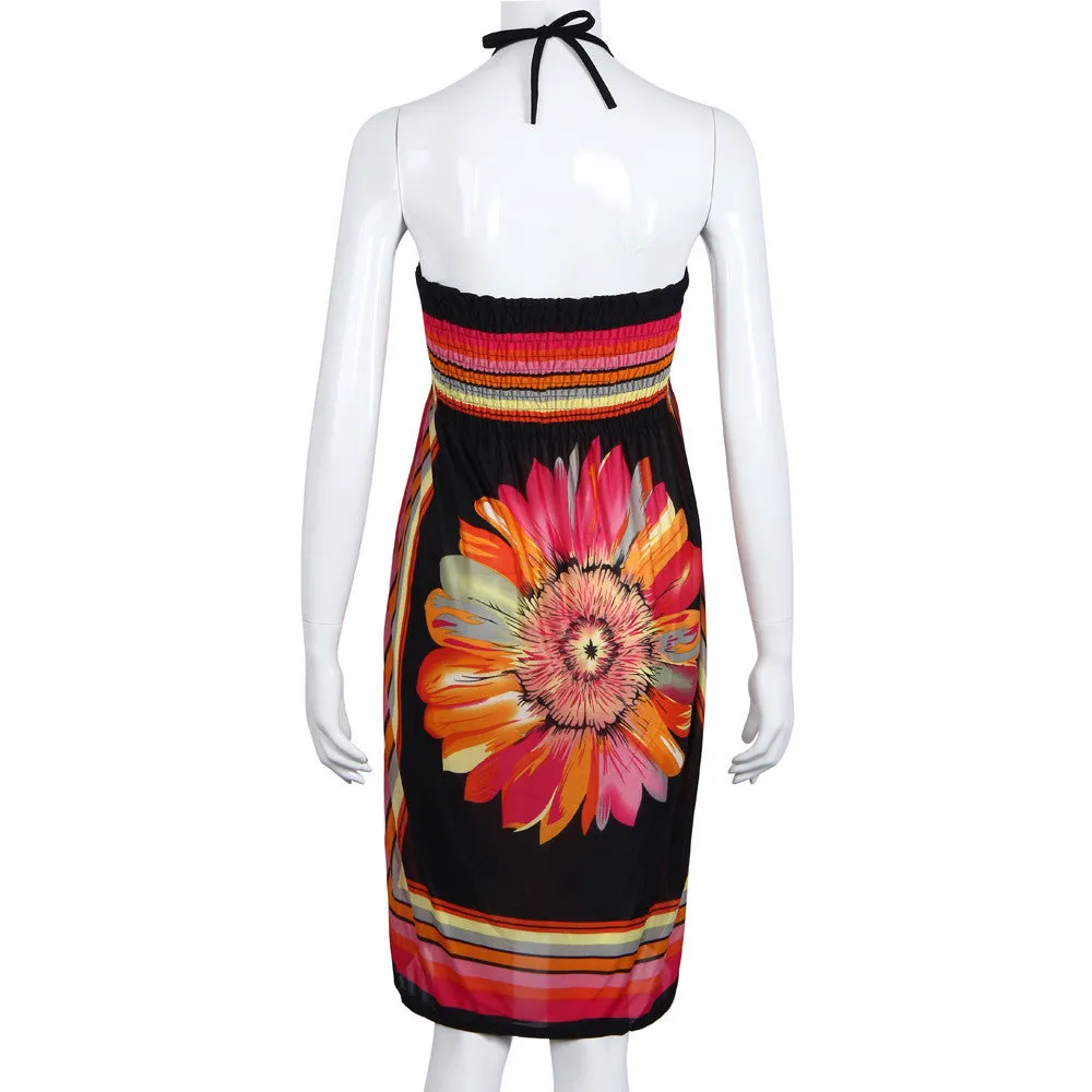 Women Bohemia Print Dress Style Sexy Condole belt Mini Club Dress Beach Dresses