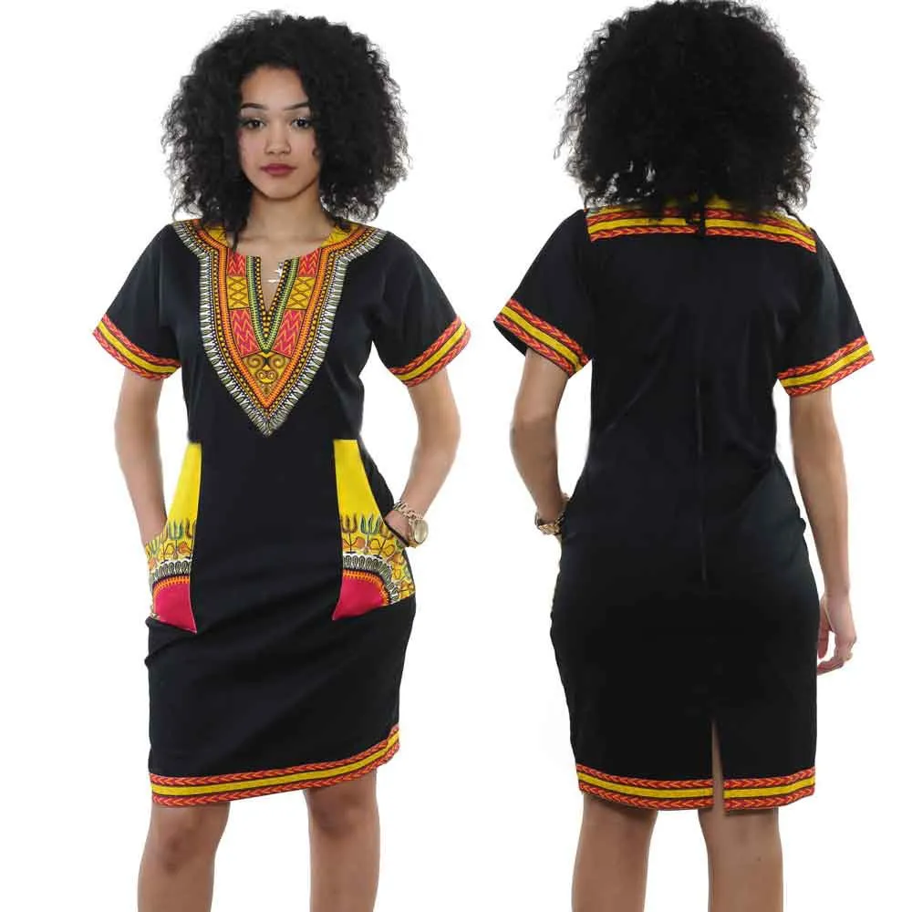 Women Dress Sexy Ethnic Style Printed Vneck Plus size Casual Short Sleeve mini Dresses Saias Femininas vestidos