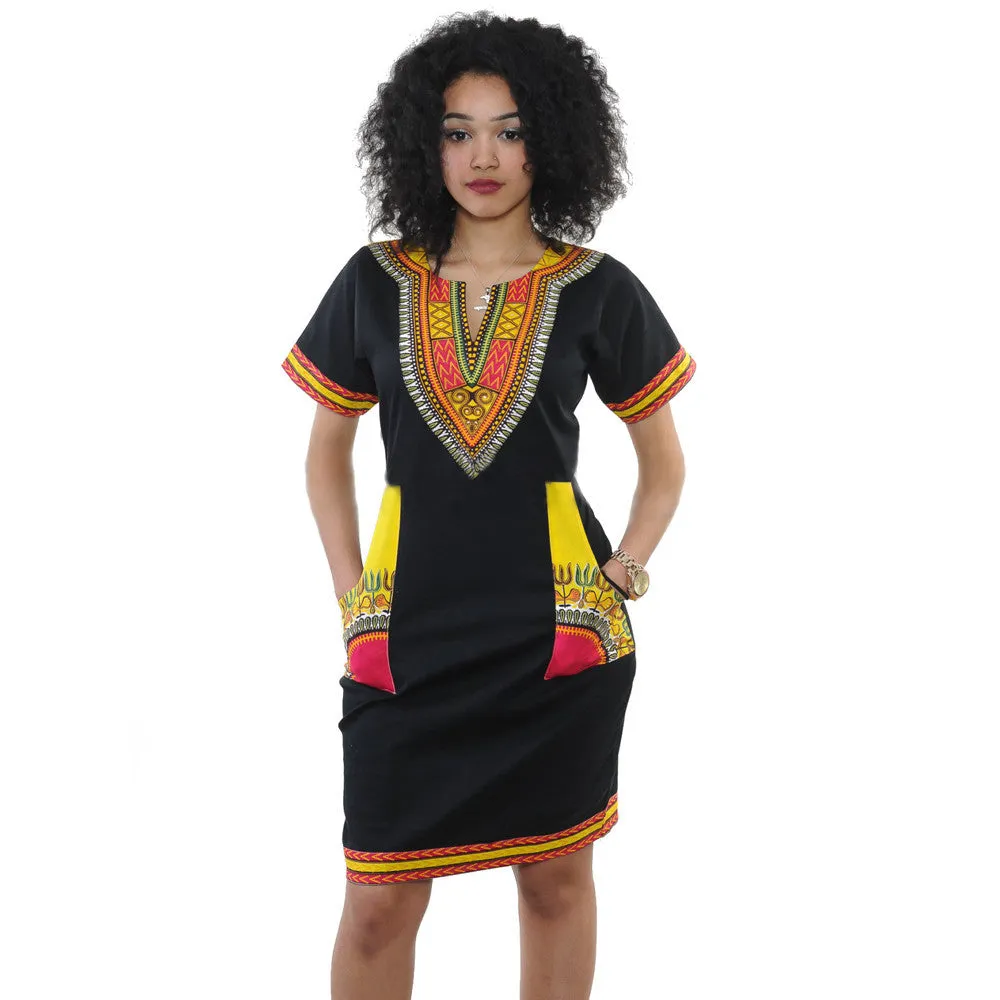 Women Dress Sexy Ethnic Style Printed Vneck Plus size Casual Short Sleeve mini Dresses Saias Femininas vestidos