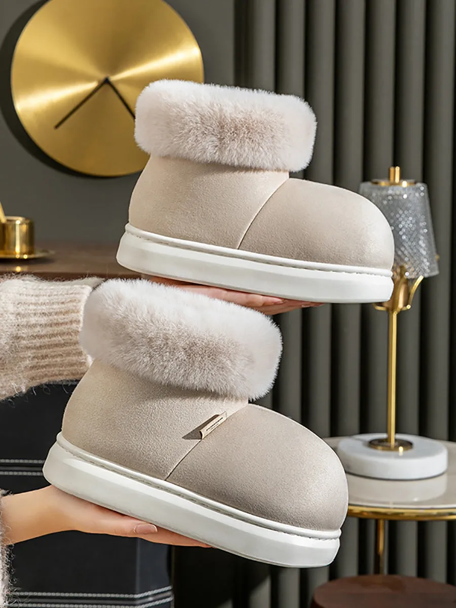 Women Winter Plush Spliced Solid Warm Shoes