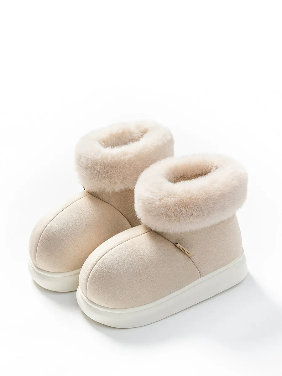 Women Winter Plush Spliced Solid Warm Shoes