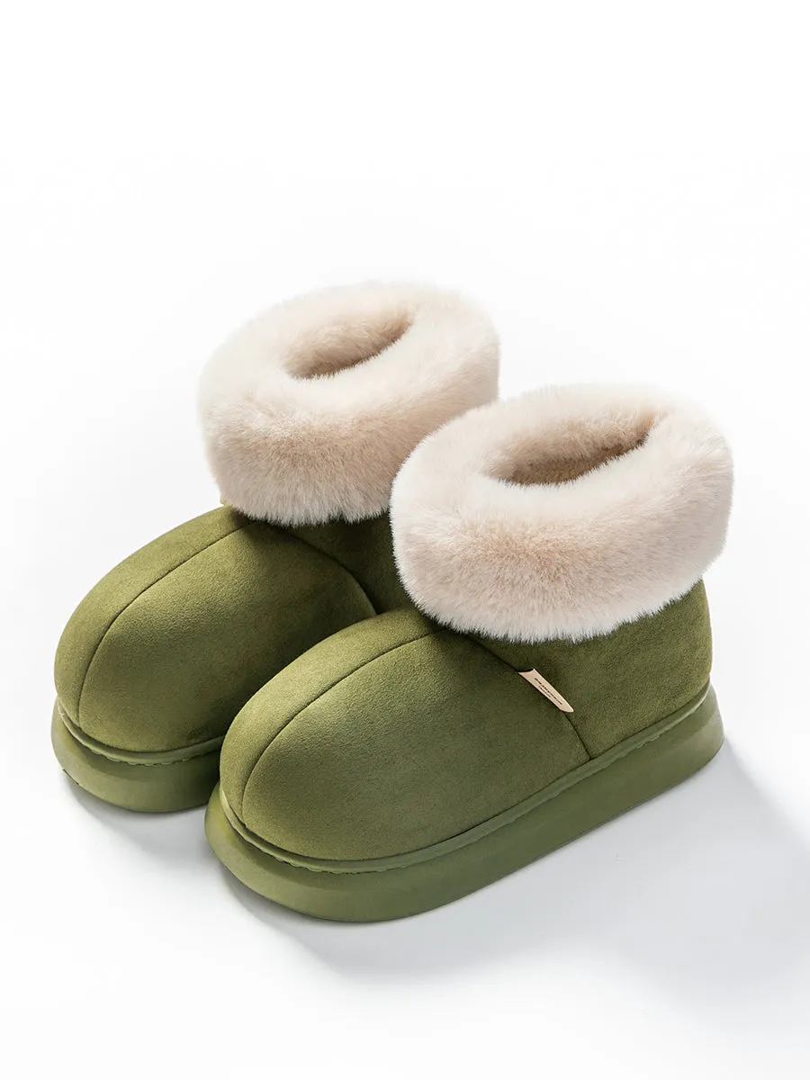 Women Winter Plush Spliced Solid Warm Shoes