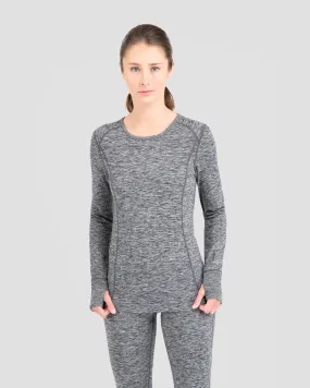 WOMEN'S CLOUD NINE MIDWEIGHT PERFORMANCE BASELAYER SCOOP SHIRT LARGE DARK GREY MELANGE